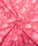 Peach Pink Color Floral Printed Cotton Fabric