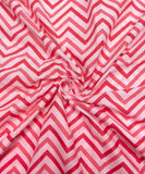 White Color Zigzag Print Cotton Fabric