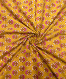 Mustard Color Floral Printed Cotton Fabric