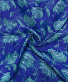 Blue Color Floral Print Chiffon Fabric
