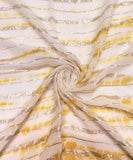 Yellow Colour Tie Dye Print Georgette Lurex Fabric