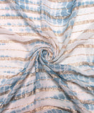 Grayish Blue Colour Tie Dye Print Georgette Lurex Fabric