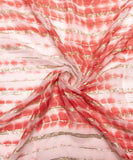 Red Colour Tie Dye Print Georgette Lurex Fabric