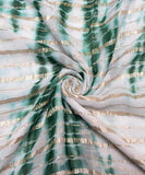 Green Colour Tie Dye Print Georgette Lurex Fabric