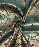 Rama Green Colour Floral Design Banarasi Brocade Silk  Fabric