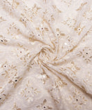White Embroidery 60 Gram Pure Viscose Georgette Fabric