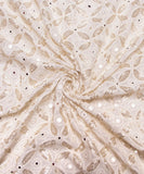 White Embroidery 60 Gram Pure Viscose Georgette Fabric
