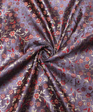 Grey Floral Design Brocade Silk Fabric