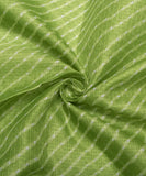 Light Green Lehariya Foil Print Kota Doria Fabric