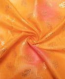 Orange Tie Dye Foil Print Kota Doria Fabric