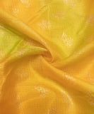 Yellow Tie Dye Foil Print Kota Doria Fabric