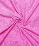 Pink Cutwork Schiffli Cotton Hakoba Fabric