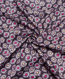 Black Floral Digital Print Muslin Fabric