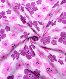 Light Lavender Floral Digital Print Muslin Fabric