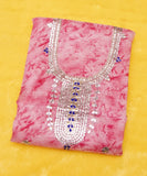 Pink Gota Patti Embroidery Kota Doria Kurta Fabric
