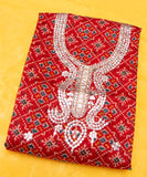 Red  Gota Patti  Embroidery Kota Doria Kurta Fabric
