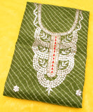 Mehandi Green Gota Patti Embroidery Kota Doria Kurta Fabric
