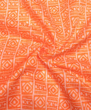 Orange Geometric Printed Chanderi Fabric