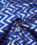 Blue Zig Zag Pattern Brocade Silk Fabric