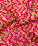 Magenta Raw Silk Embroidery Fabric