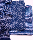 Dark Blue Color Bandhani Print 3 Piece Cotton Suit Set