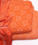 Orange Color Bandhani Print 3 Piece Cotton Suit Set