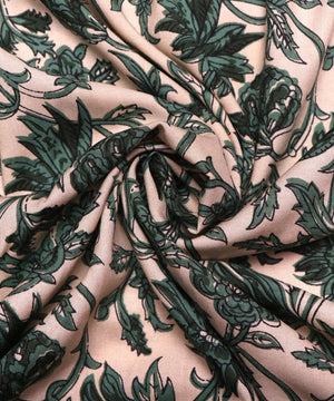 off white block print rayon fabric