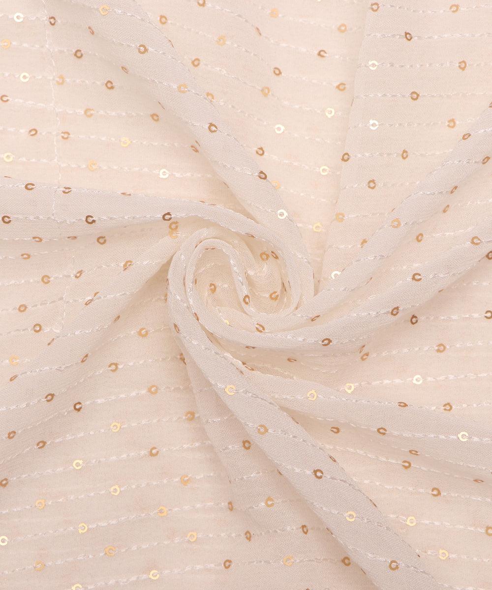 white color thread and sequin embroidery pure georgette fabric