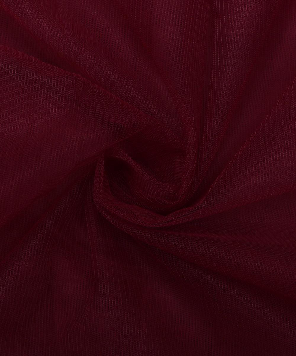 maroon plain tissue net fabric