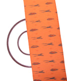 Orange Colour Abstract Print Ikat Cotton Fabric( 1 Meter )