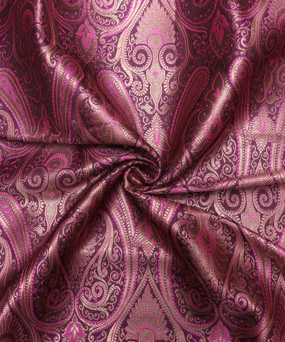 Hot Pink Color Floral Banarasi Brocade Silk FabricHot Pink Color Paisley Pattern Banarasi Brocade Silk Fabric