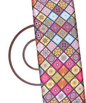 Multi Colour Abstract Print Satin Fabric