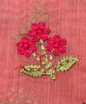 pink thread embroidery chanderi fabric