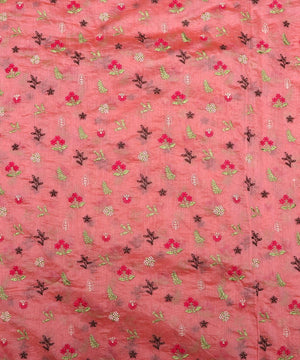 pink thread embroidery chanderi fabric