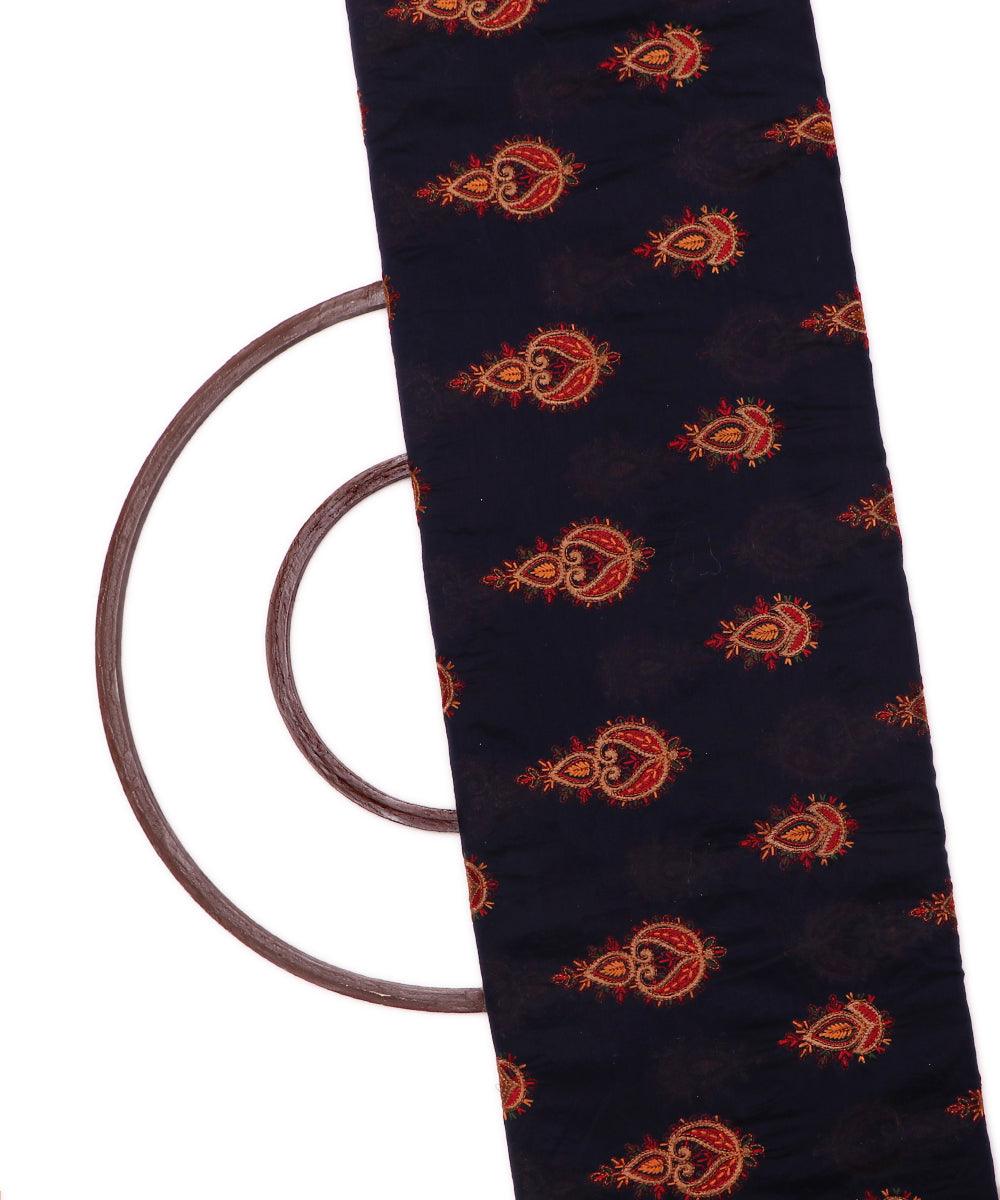 black thread embroidery chanderi fabric