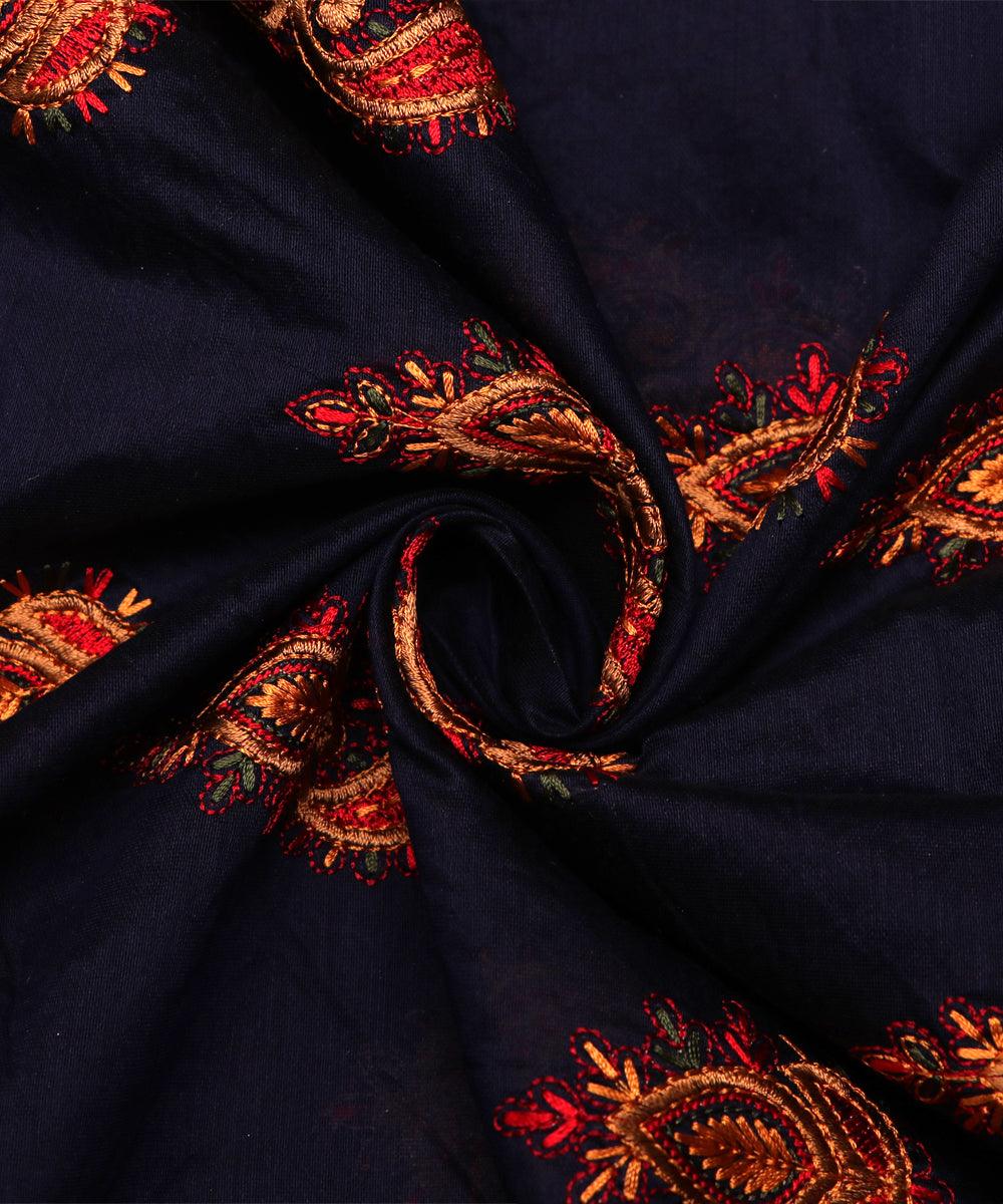 black thread embroidery chanderi fabric