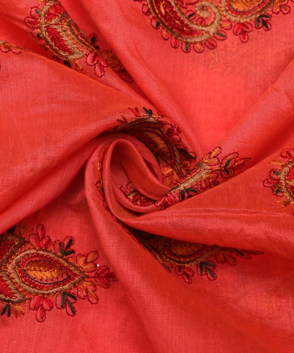 pink thread embroidery chanderi fabric 2