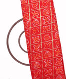 Red Colour  Bandhani Print Kota Doria Fabric