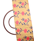 Rose Gold Colour Floral Design Satin Moss Fabric