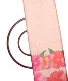 Pink Colour Floral Design Satin Moss Fabric