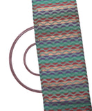 Cyan Colour Zig Zag Pattern Chanderi Brocade Silk Fabric