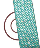 Turquoise Colour  Checks Pattern Gotta Raw Silk Fabric
