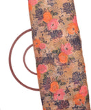 Orange Colour Floral Print Kota Doria Fabric