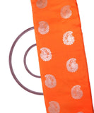 Orange Colour Paisley Design Brocade Silk Fabric