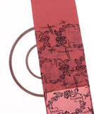 Rose Gold Colour Floral Print Zari Border Georgette Fabric