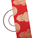 Red Colour Motif Pattern Brocade Taffeta Silk Fabric