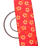 Red Orange Floral Print satin Fabric