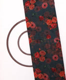 Black Colour Floral Print Organza Silk Fabric