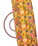 Yellow Colour Geometric Pattern Embroidery Raw Silk Fabric