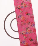 Pink Colour Floral Print Organza Silk Fabric